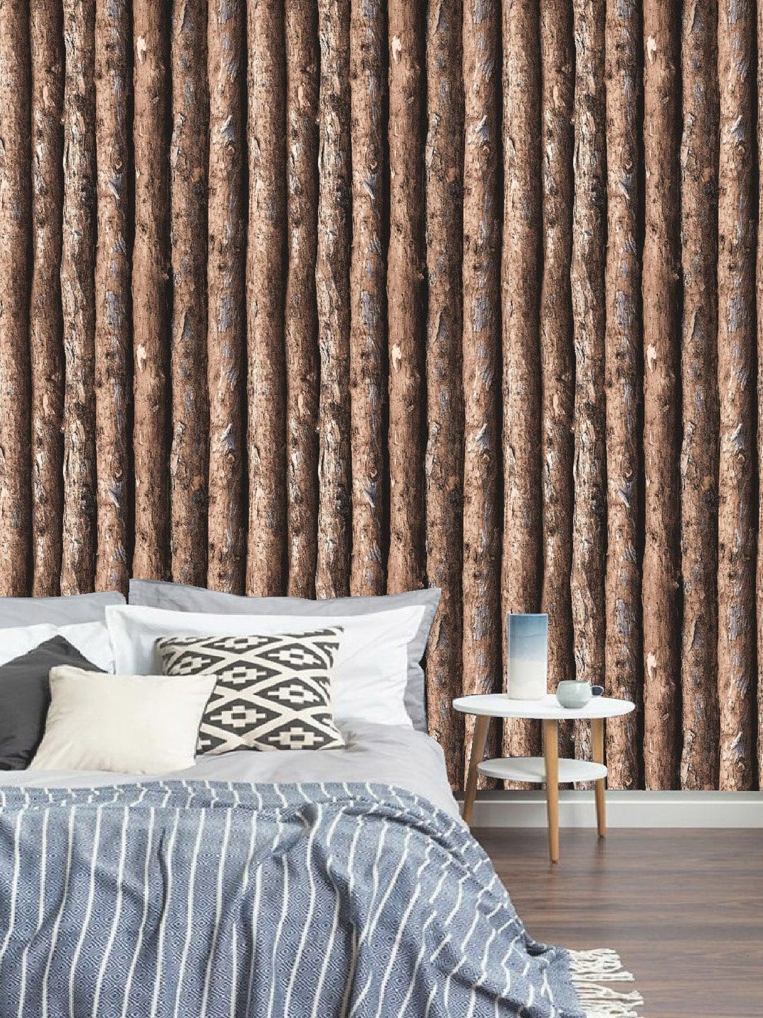 

Jaamso Royals Vintage Brown Wooden Bamboo Tree Self Adhesive Wallpaper