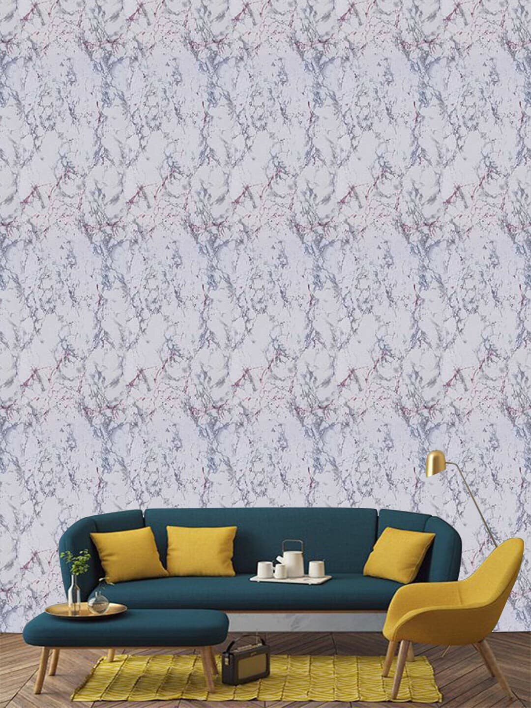 Jaamso Royals White & Grey Marbel Self Adhesive Wallpaper