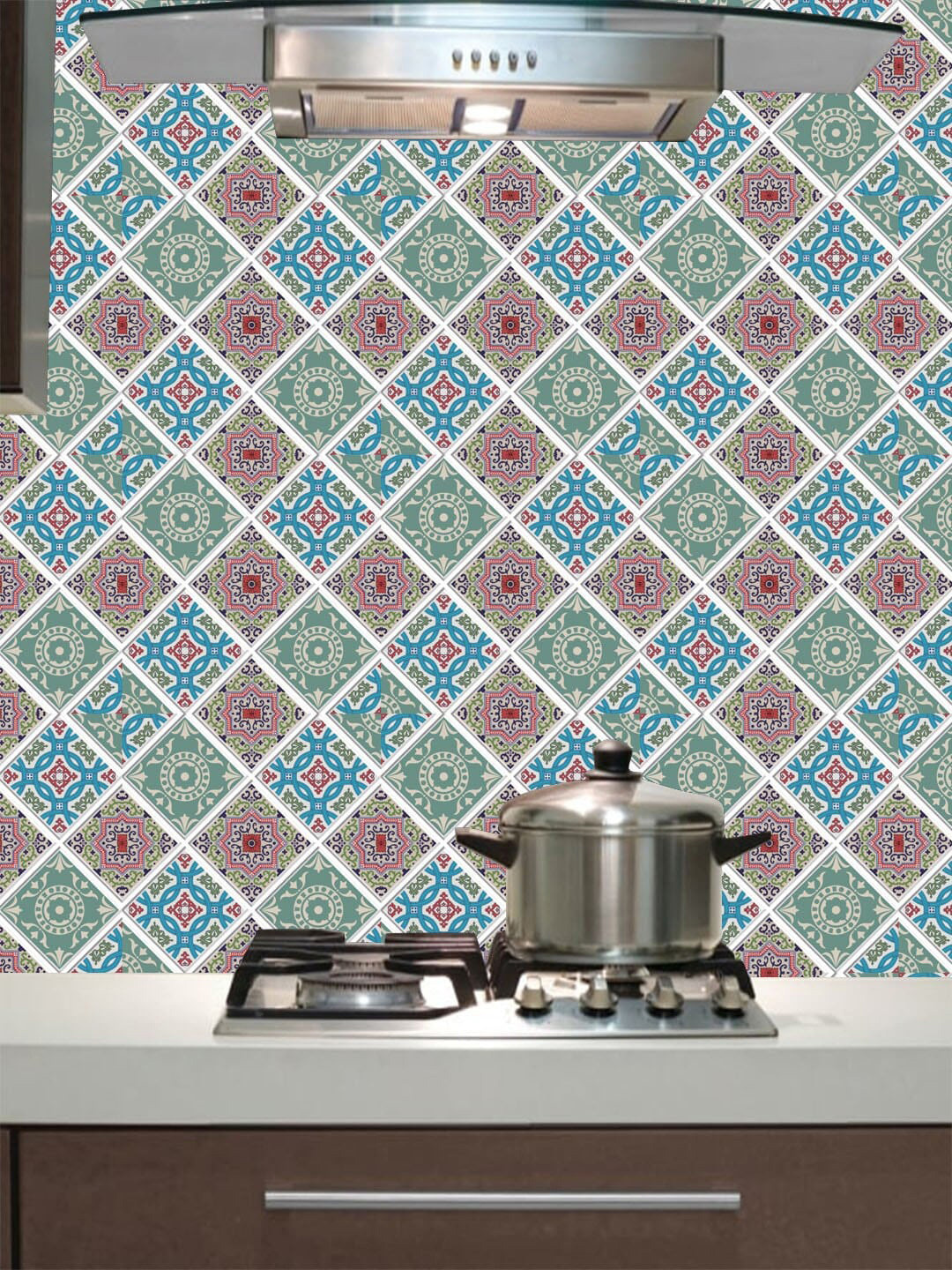 

Jaamso Royals Green & Blue 3 Pieces Sheet 3D PE Foam Self-Adhesive Wallpaper