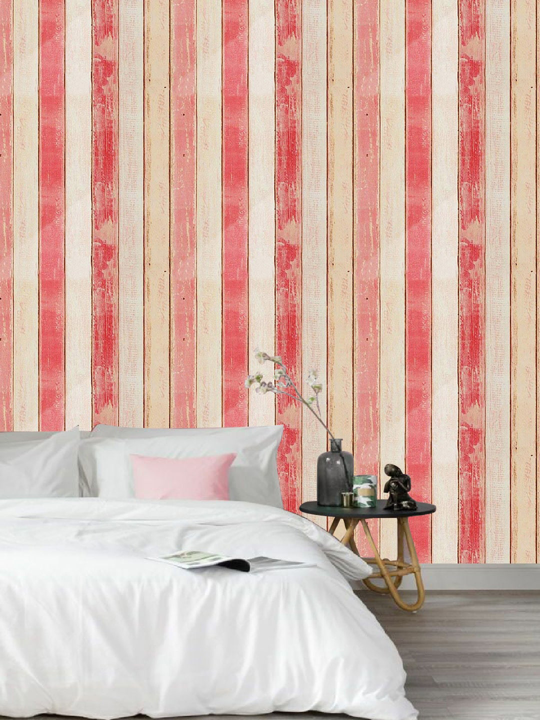 

Jaamso Royals Peach Vintage Wood Design Self-Adhesive Wallpaper