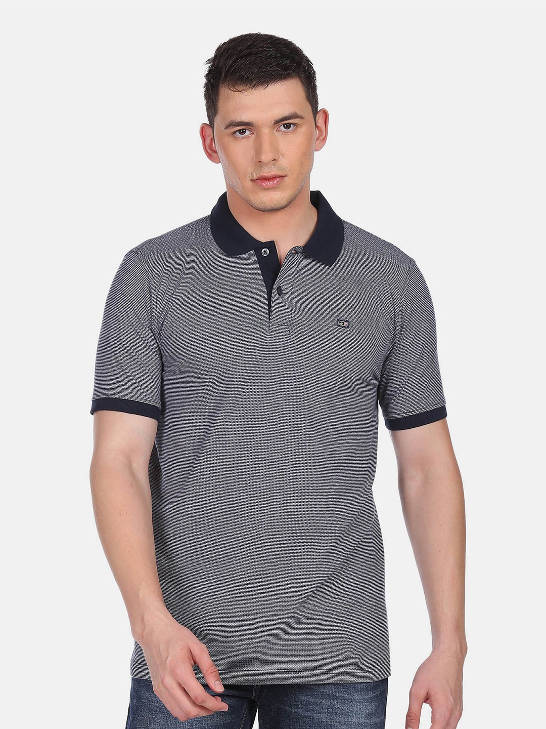 

Arrow Sport Polo Collar Pure Cotton T-shirt, Navy blue