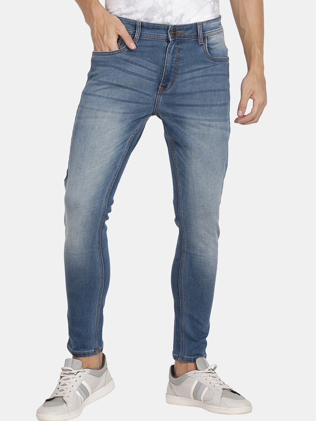 

RUG WOODS Men Heavy Fade Clean Look Whiskers Stretchable Jeans, Blue