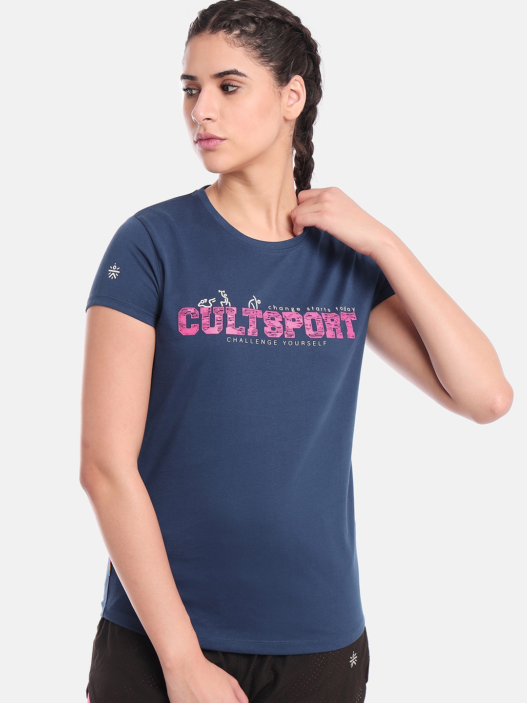 

Cultsport Typographic Printed Round Neck Sports T-shirt, Navy blue