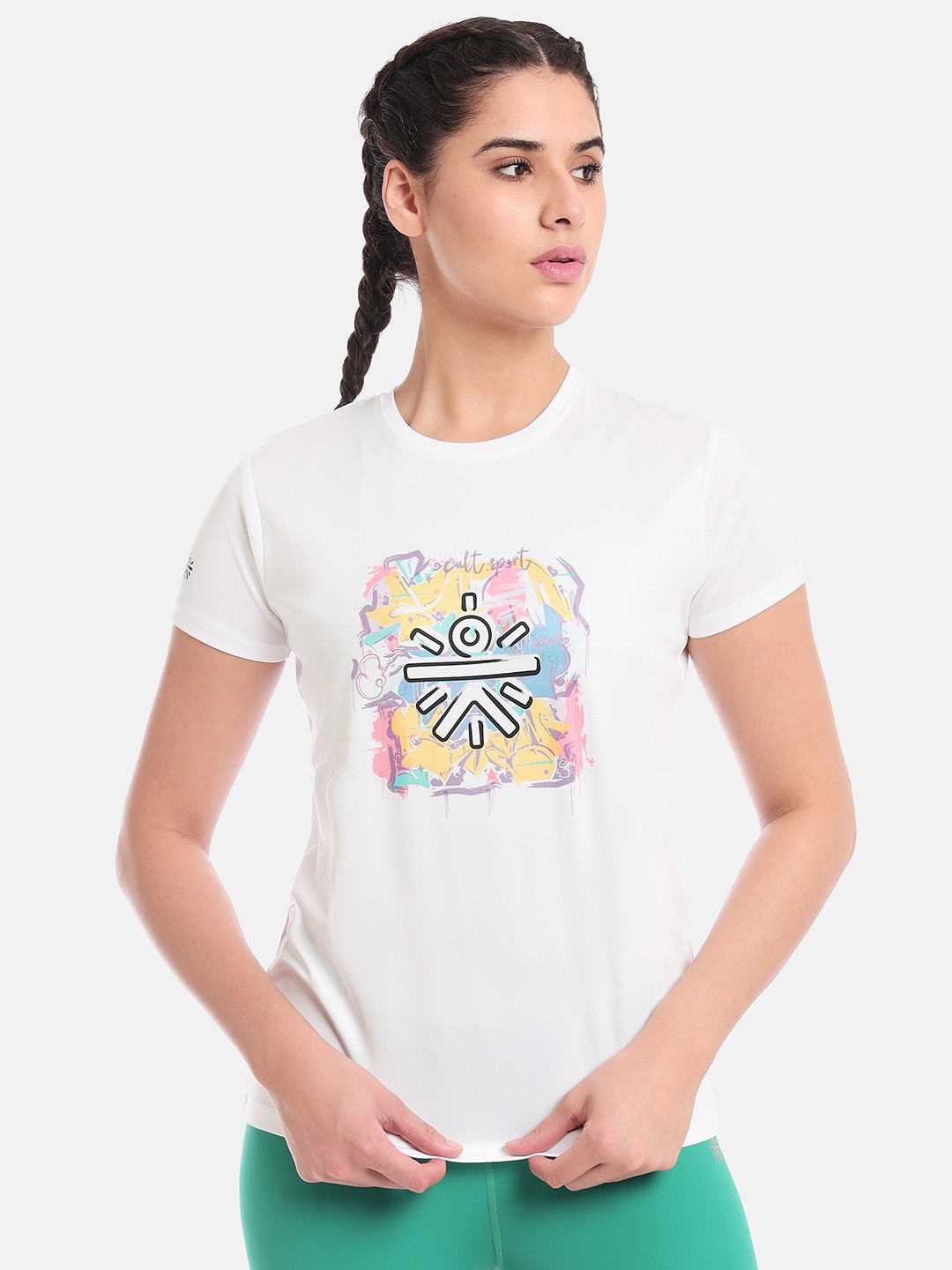 

Cultsport Graphic Printed Round Neck Sports T-shirt, White