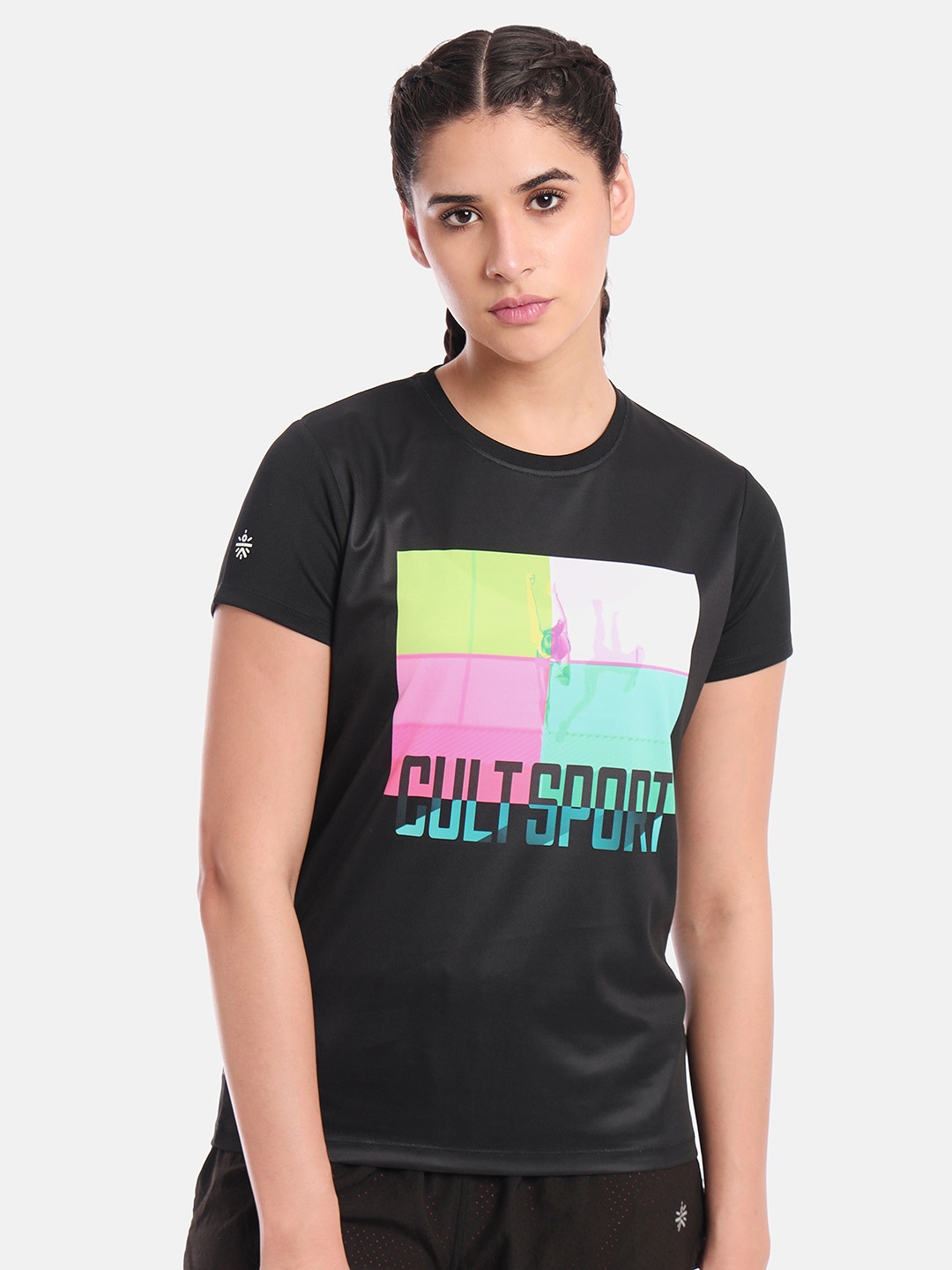 

Cultsport Graphic Printed Round Neck Sports T-shirt, Black