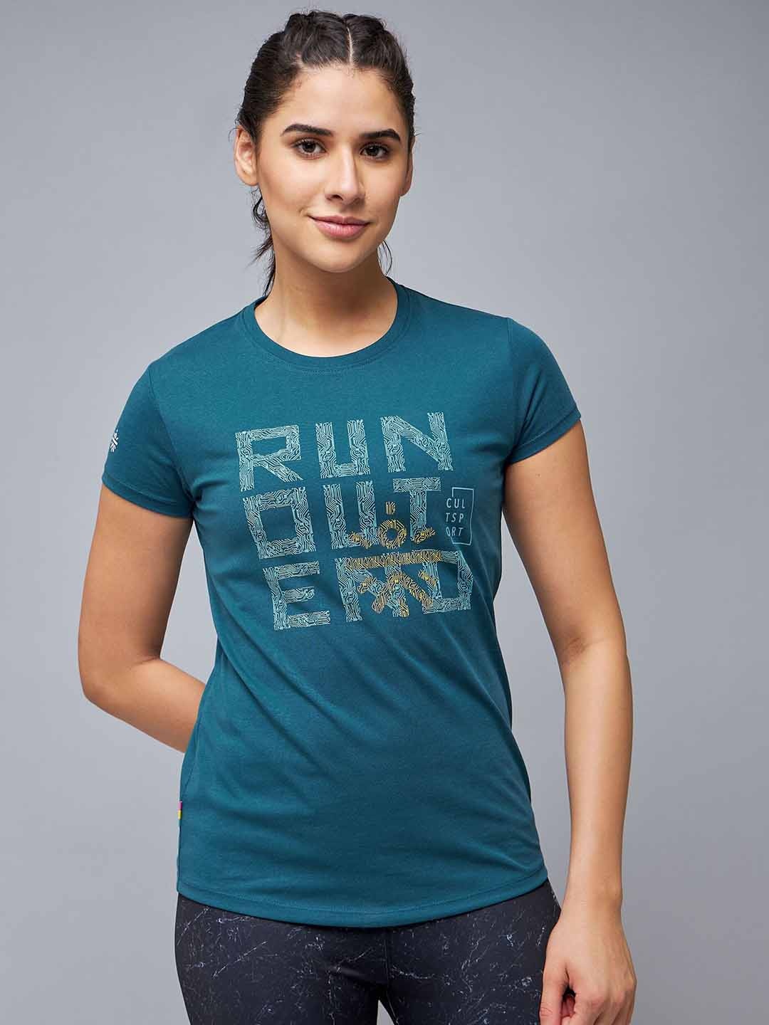

Cultsport Typography Printed Round Neck Sports T-shirt, Teal