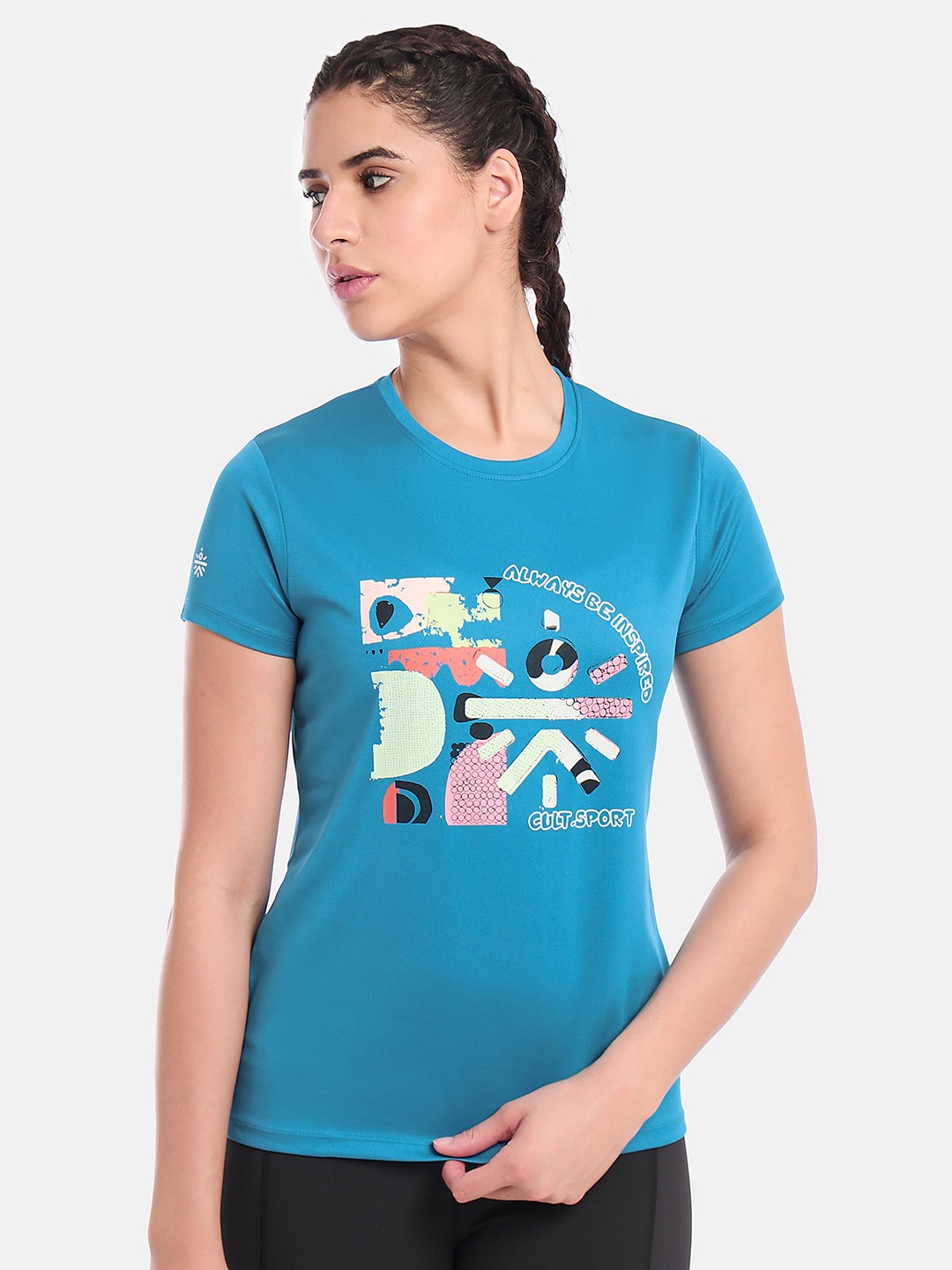

Cultsport Graphic Printed Round Neck Sports T-shirt, Blue