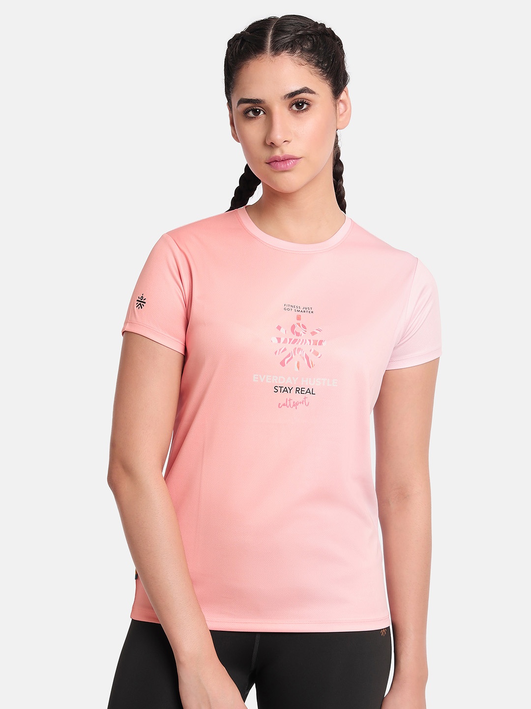 

Cultsport Typography Printed Round Neck Sports T-shirt, Peach