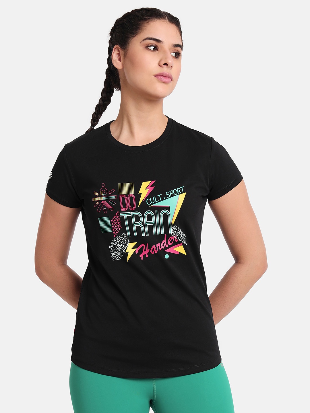 

Cultsport Graphic Printed Round Neck Sports T-shirt, Black