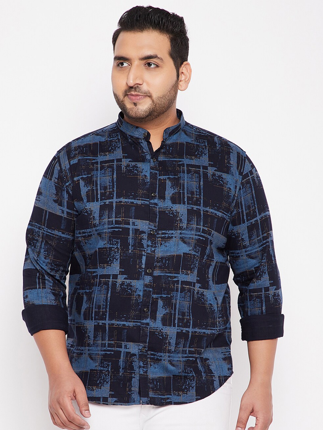 

SHOWOFF Plus Blue Slim Fit Abstract Printed Casual Shirt, Black