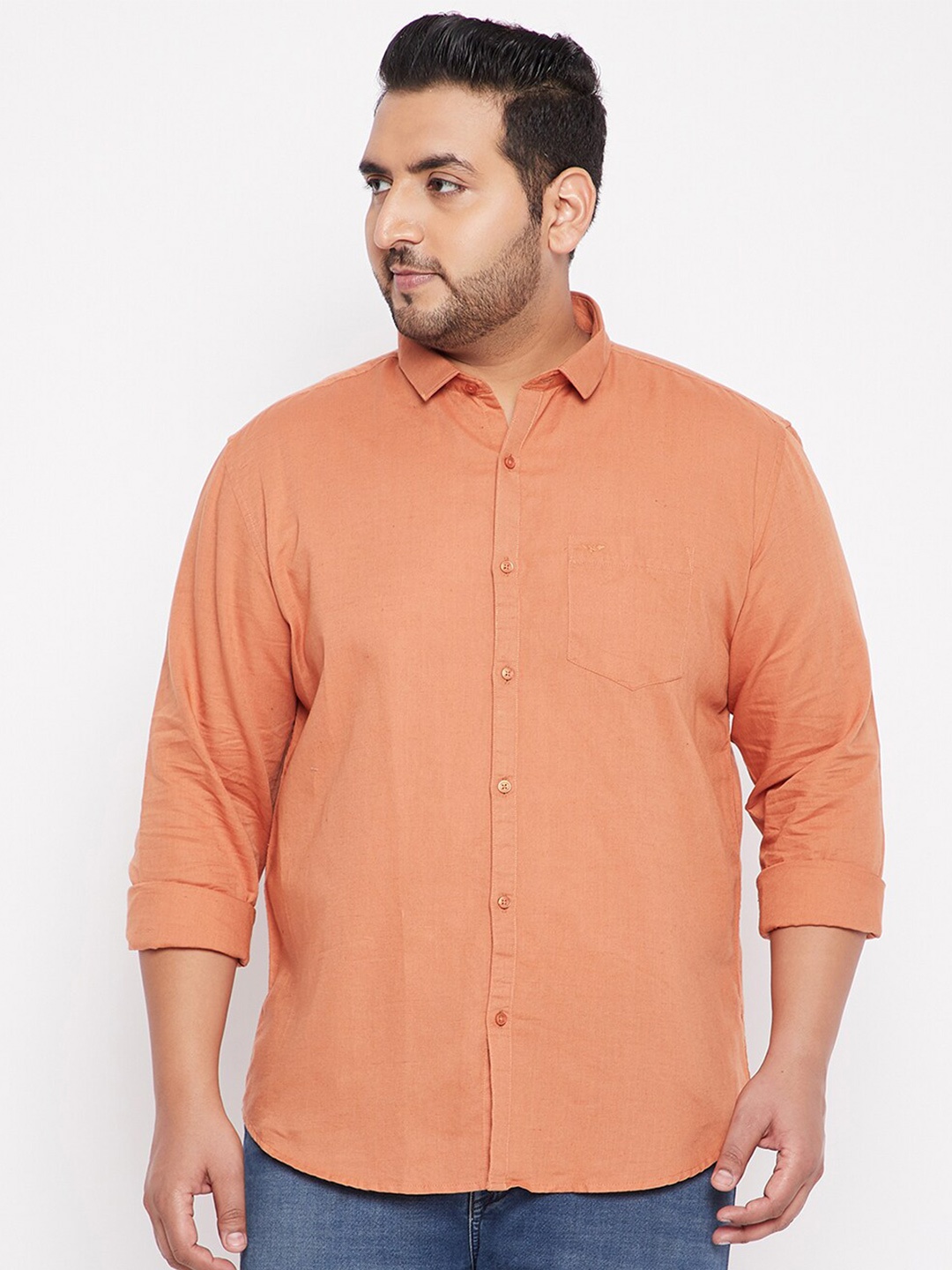 

SHOWOFF Plus Slim Fit Cotton Casual Shirt, Orange