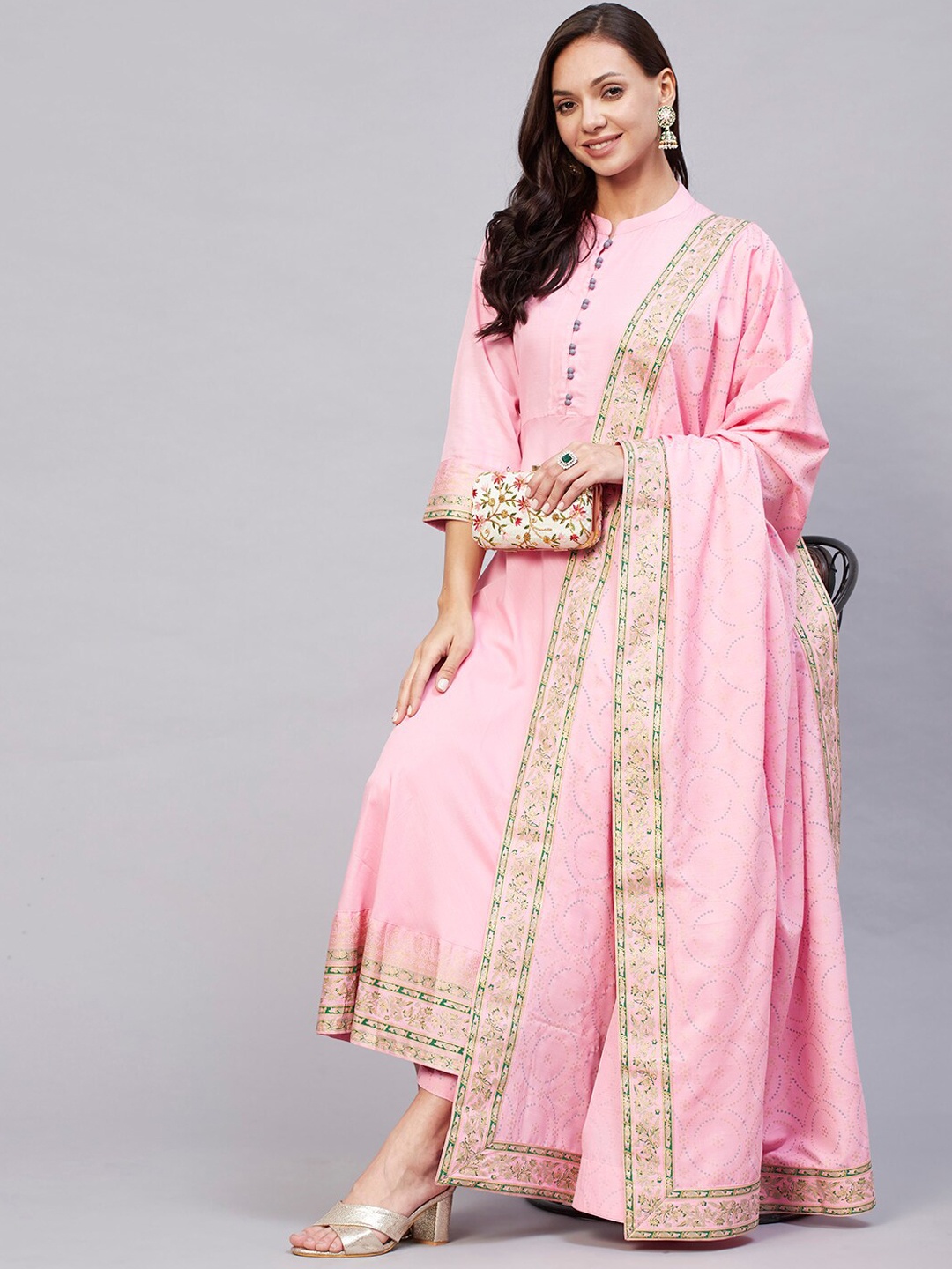 

KALINI Regular Kurta With Trousers & Dupatta, Pink
