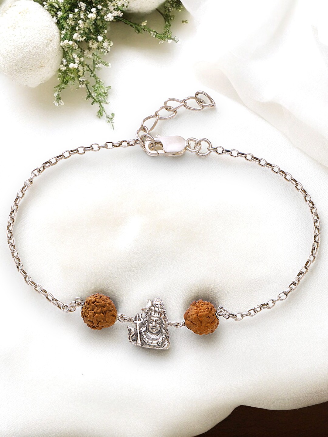 

Taraash 925 Sterling Silver Shiva Rakhi With Roli chawal & Greeting Card
