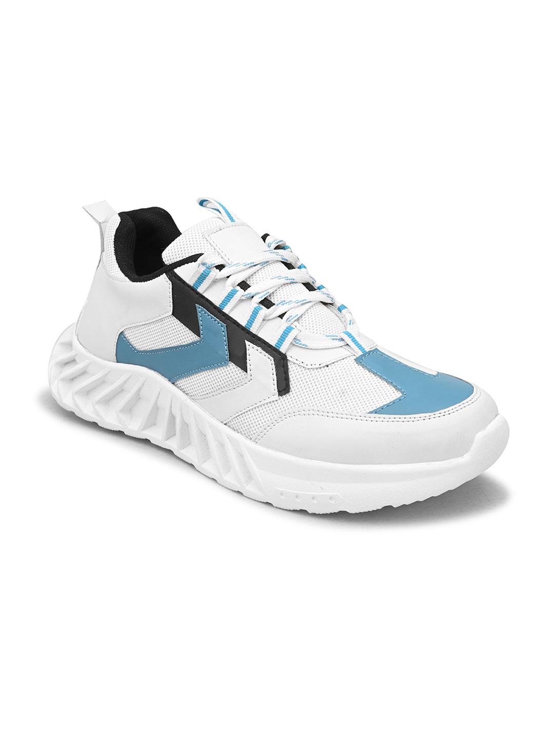 

Roadster Men White & Blue Textured Lightweight Padded Insole Basics Sneakers