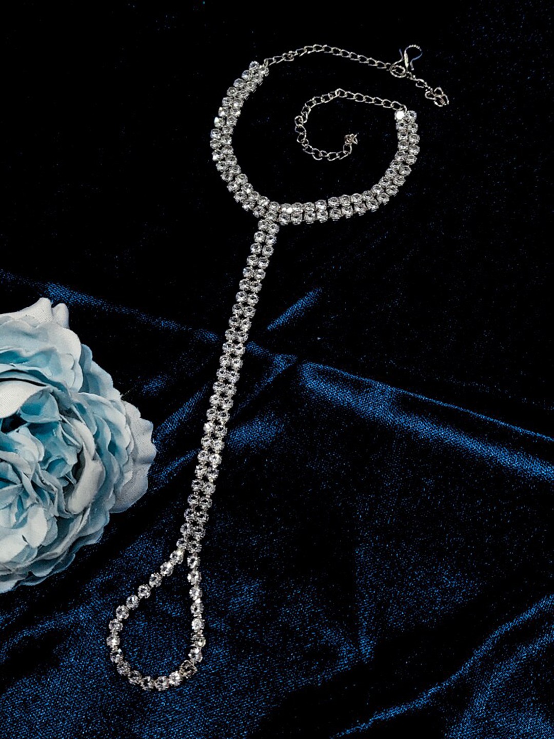 

FEMMIBELLA Silver Plated CZ Stone Studded Ring Bracelet