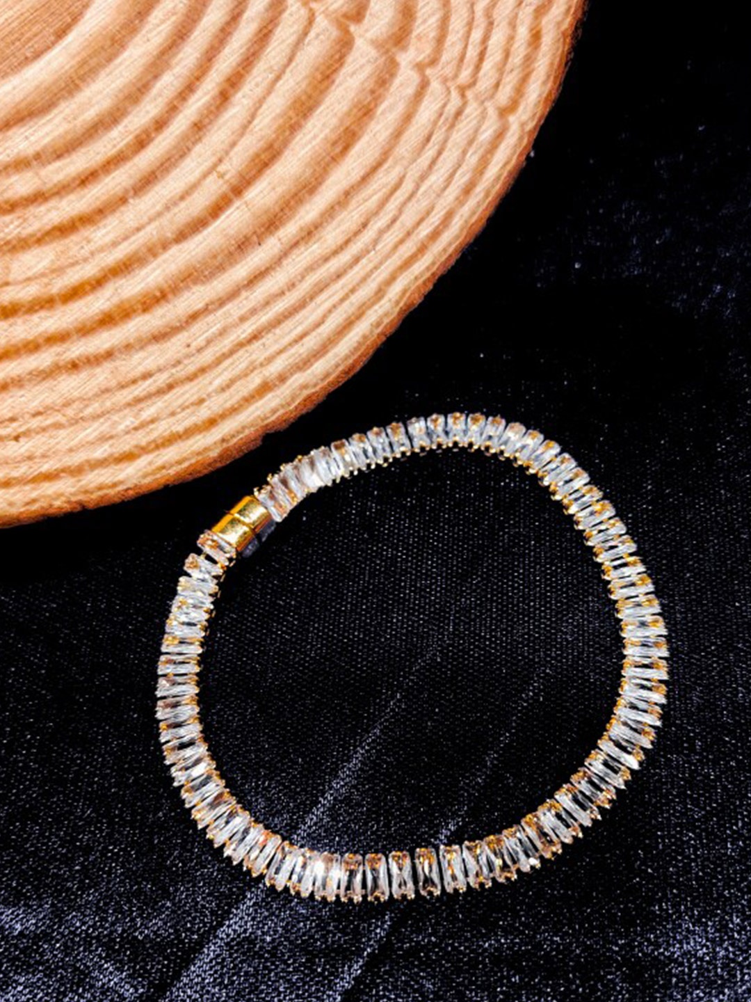 

FEMMIBELLA Rose Gold Plated CZ Stone Wraparound Bracelet
