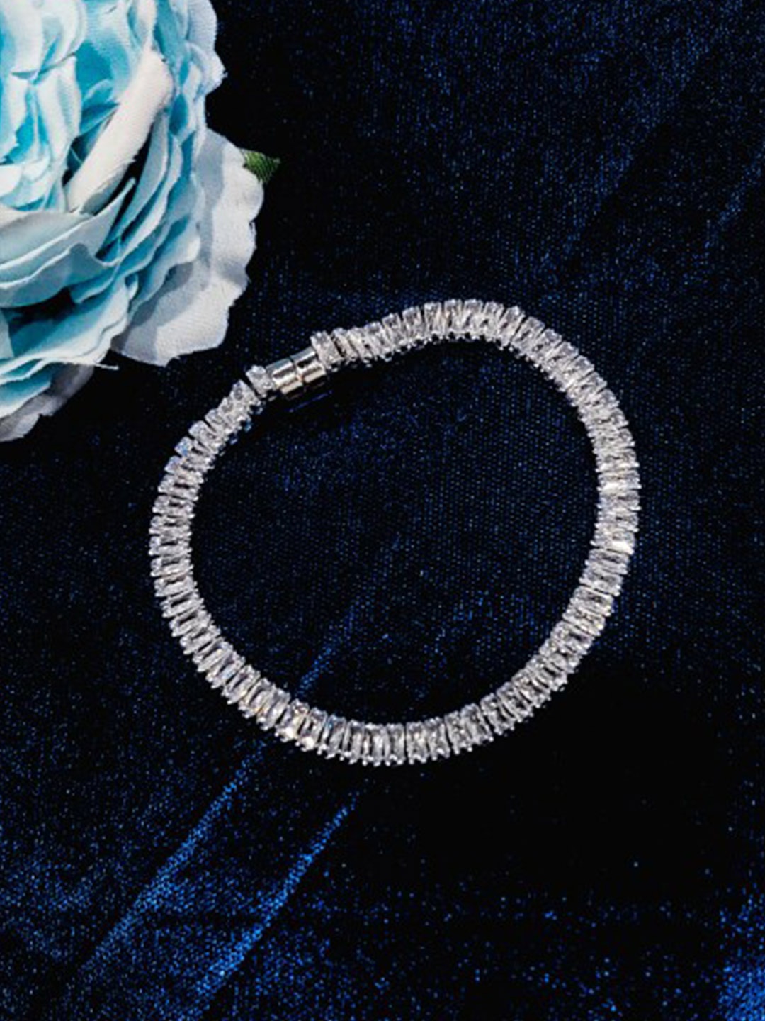 

FEMMIBELLA Silver Plated CZ Stone Studded Wraparound Bracelet