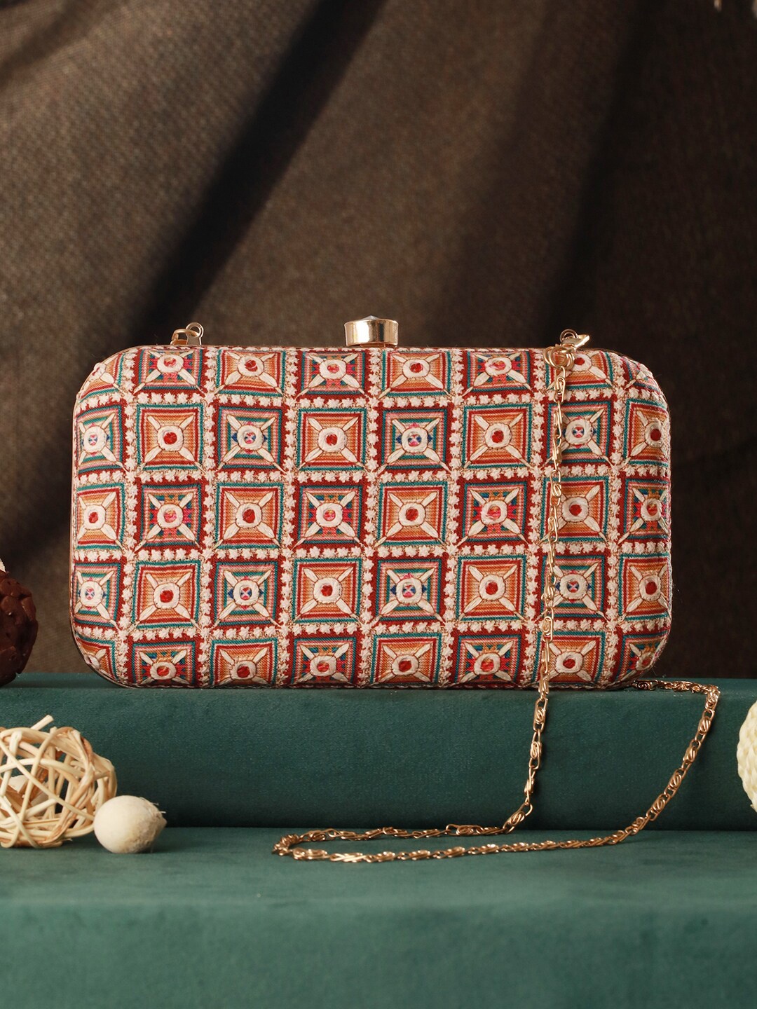 

Priyaasi Embroidered Box Clutch, Red