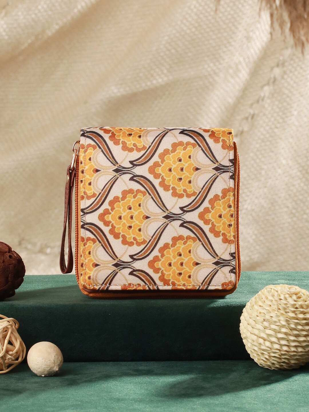 

Priyaasi Women Floral Printed Zip Around Wallet, Yellow
