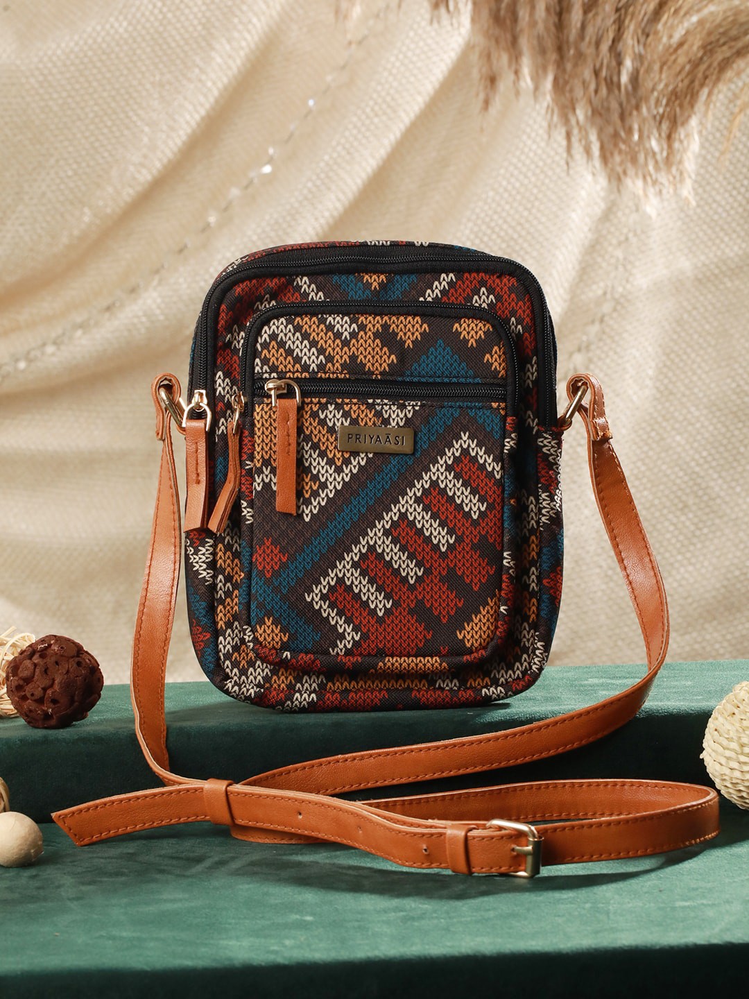 

Priyaasi Geometric Structured Sling Bag, Multi