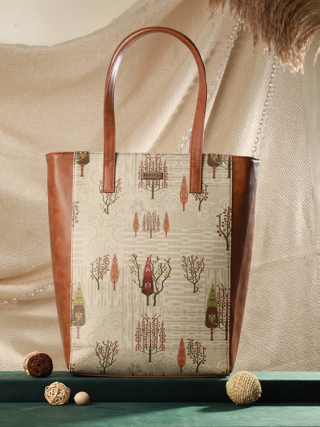Priyaasi PU Oversized Shopper Tote Bag, Cream