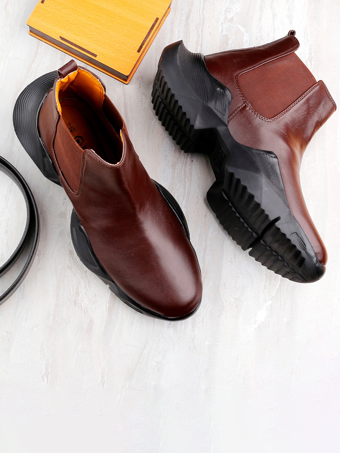 

Bxxy Men Flatform-Heeled Chelsea Boots, Brown