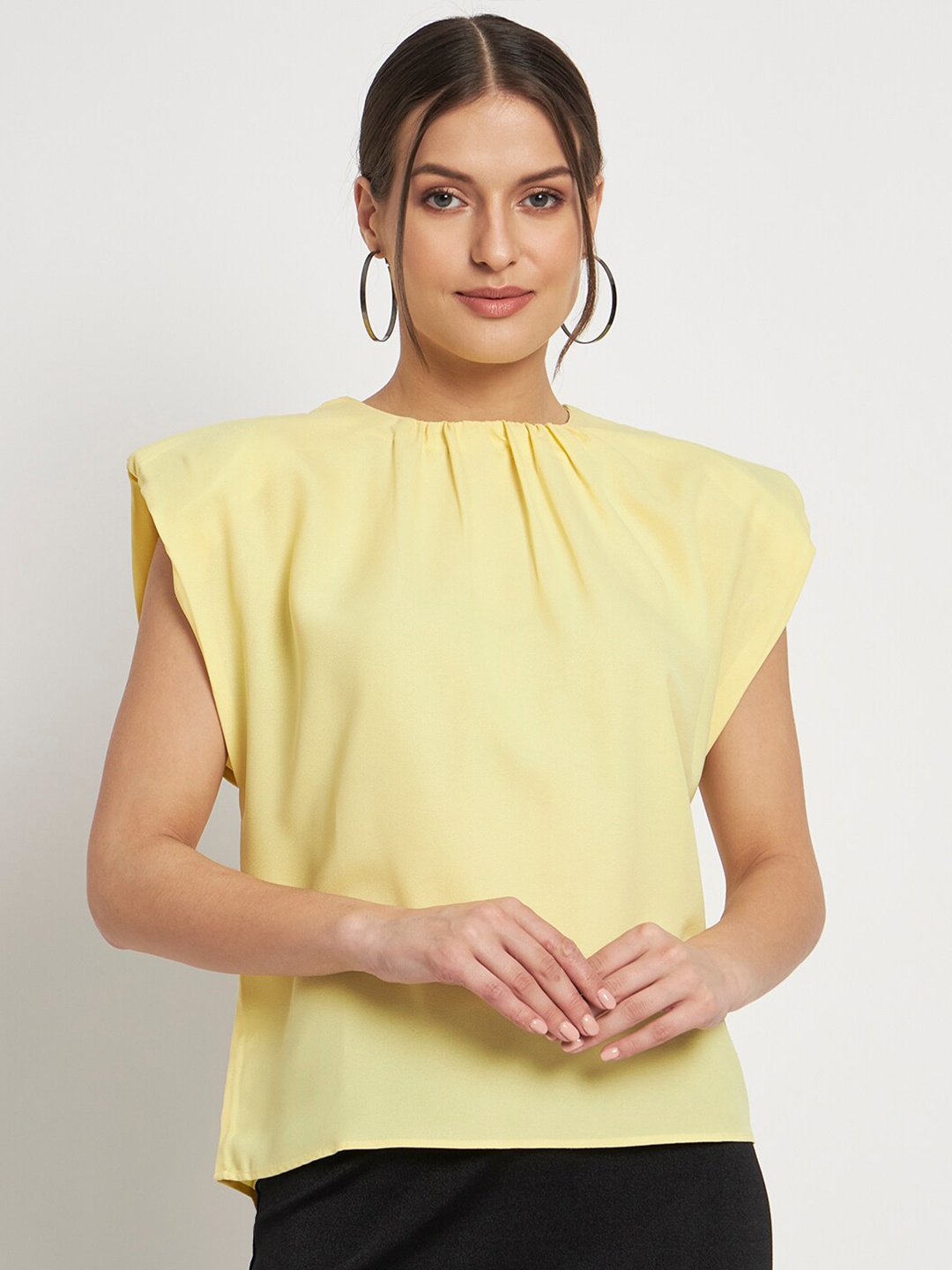 

Eleena Round Neck Extended Sleeve Casual Top, Yellow