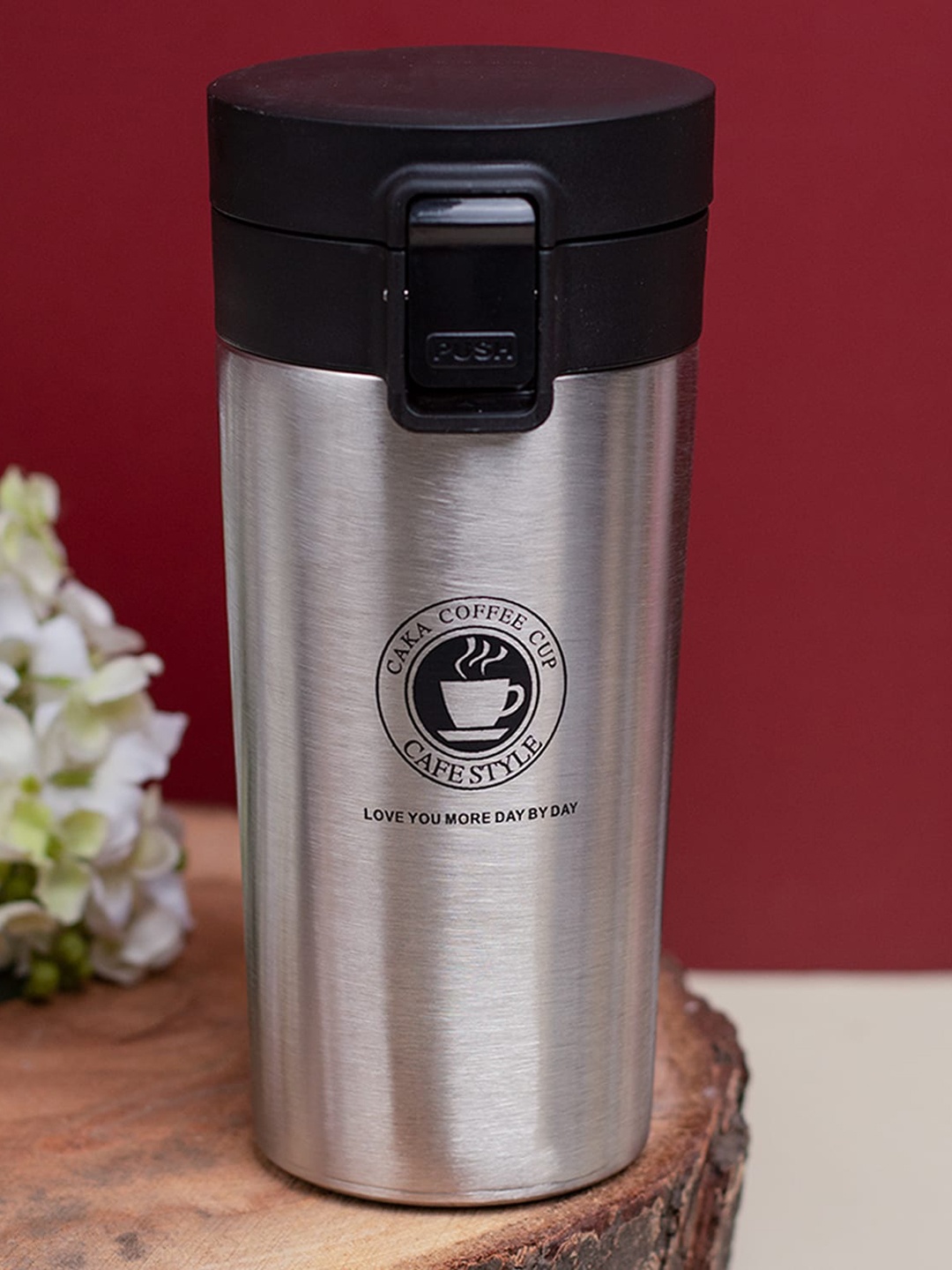 

MARKET99 Printed Stainless Steel Water Bottle-350 ml, Silver