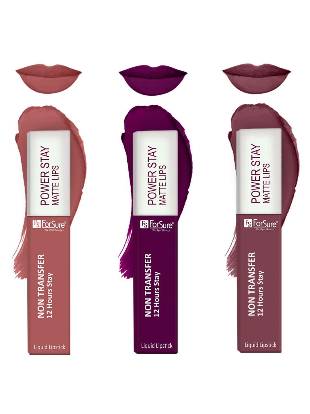 

ForSure Set Of 3 Power Stay Matte Non-Transfer Waterproof Liquid Lipstick - 5ml Each, Pink
