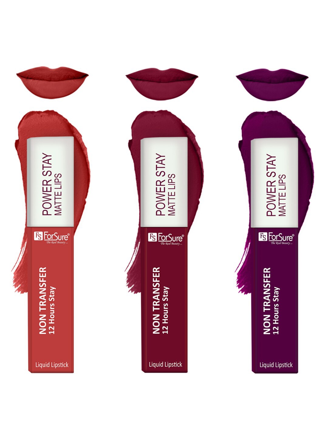 

ForSure Set Of 3 Power Stay Matte Non-Transfer Waterproof Liquid Lipstick - 5ml Each, Pink