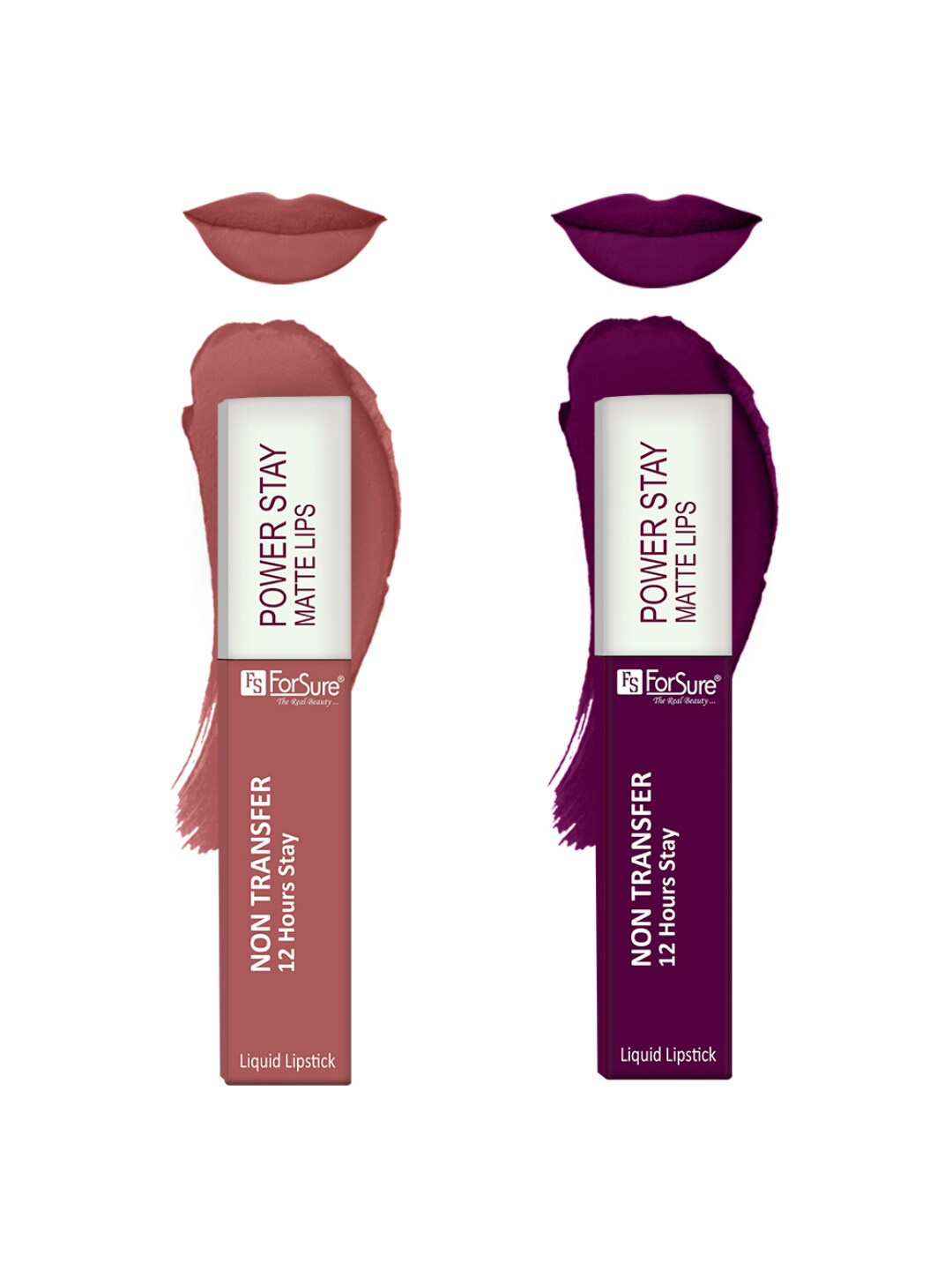 

ForSure Set Of 2 Power Stay Matte Non-Transfer Waterproof Liquid Lipstick - 5ml Each, Nude