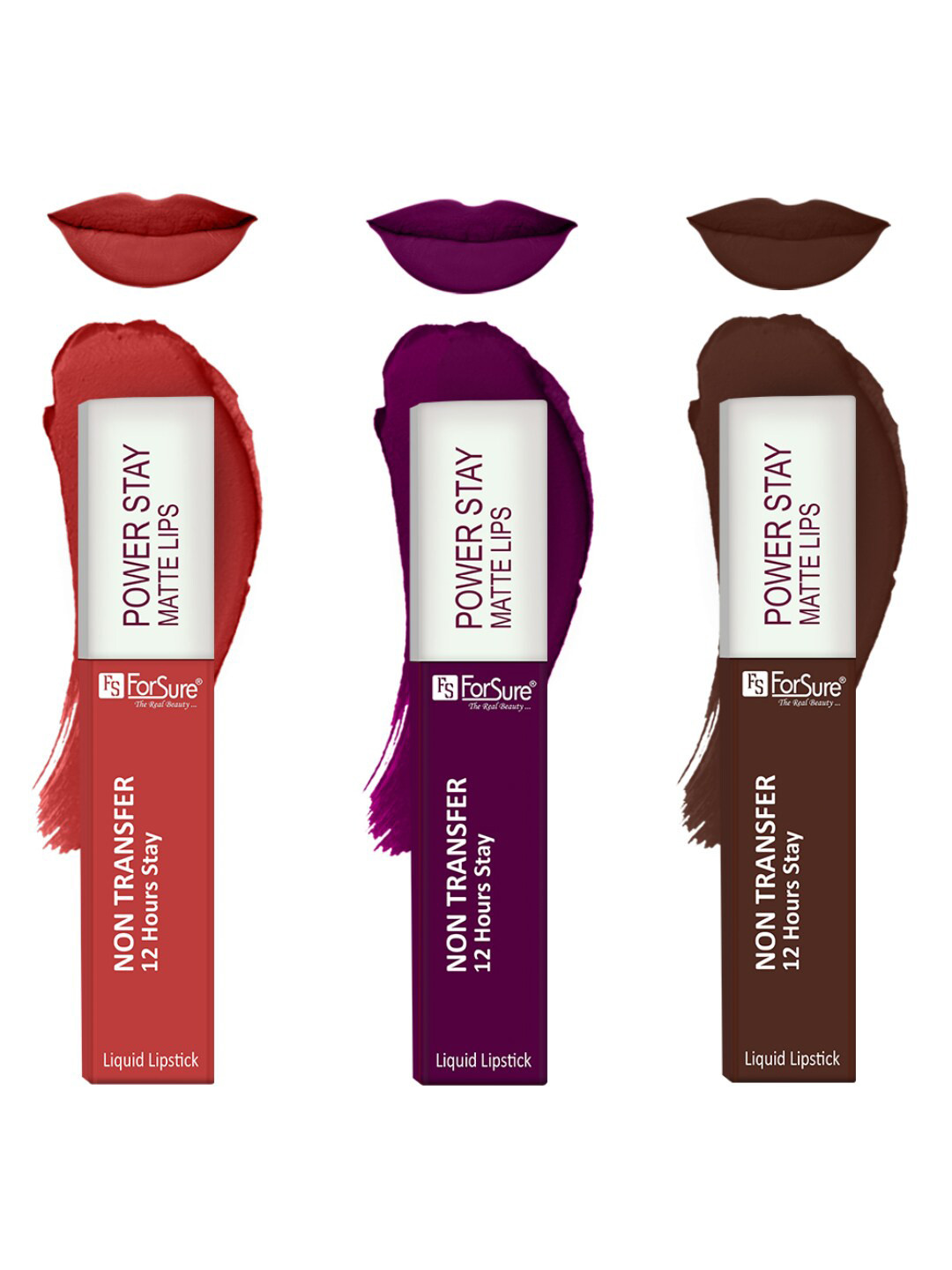 

ForSure Set Of 3 Power Stay Matte Non-Transfer Waterproof Liquid Lipstick - 5ml Each, Pink