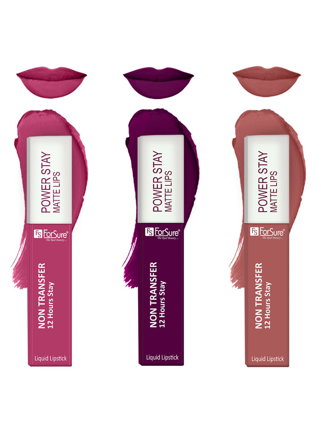 

ForSure Power Stay 3-Pcs Liquid Matte Lipsticks - Wine Twist Dark Pink & Carmel Nude