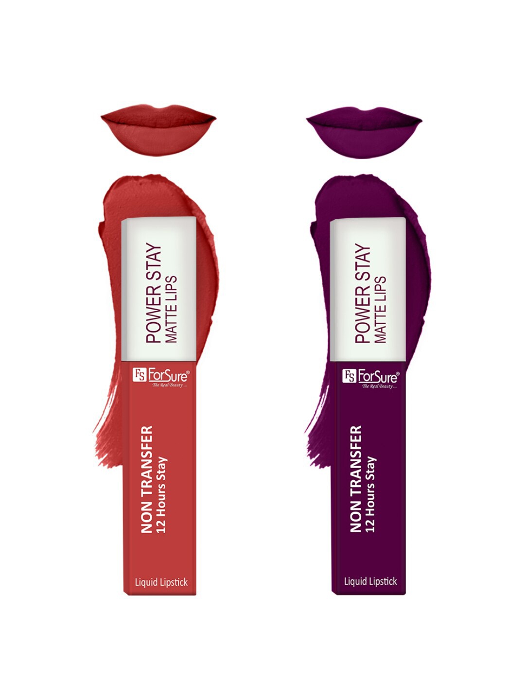 

ForSure Power Stay 2-Pcs Matte Lipsticks - Wine Twist & Rose Red 4 ml Each, Burgundy