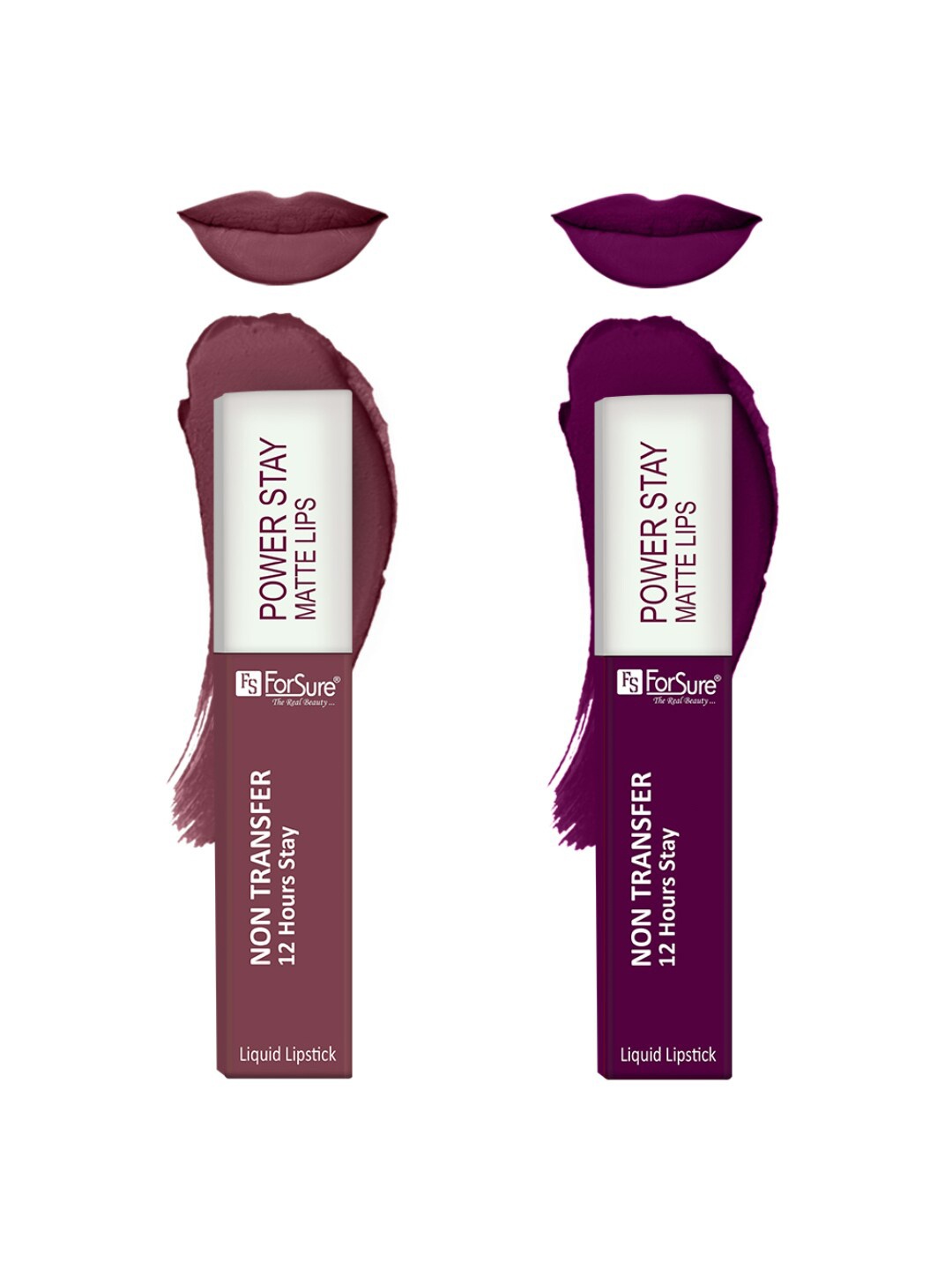 

ForSure Power Stay Set Of 2 Liquid Lipstick - 4 ml Each - Matt 03-Matt 23, Purple