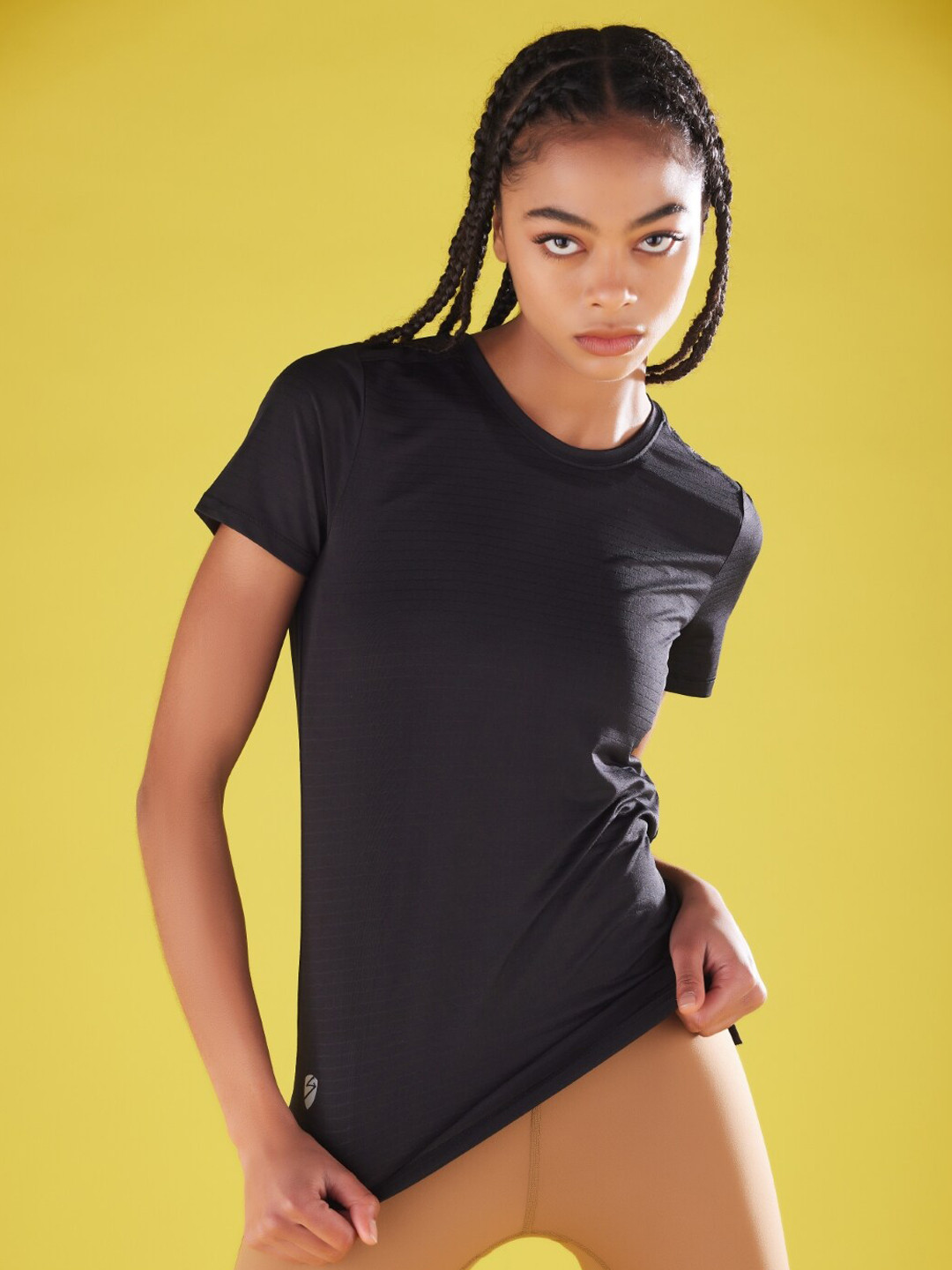 

UNPAR Self Design Moisture Wicking Sports T-Shirt, Black