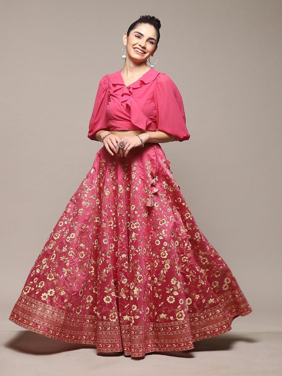 

Biba Woven Design Ready to Wear Lehenga Choli, Pink