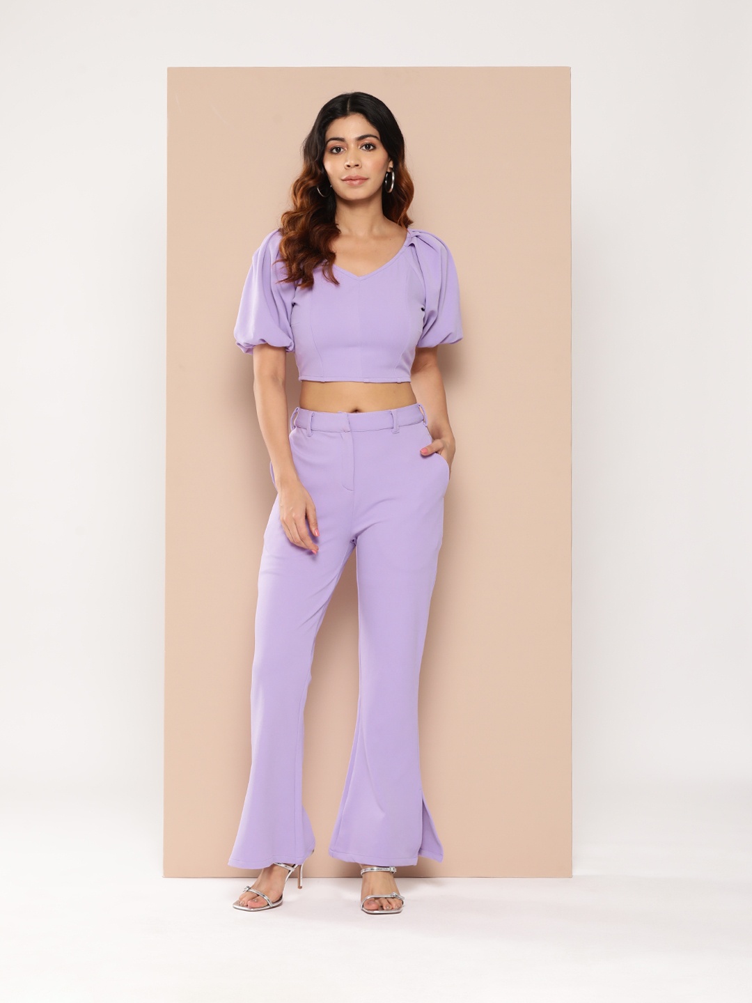 

HERE&NOW Women Crop Co-Ords, Lavender