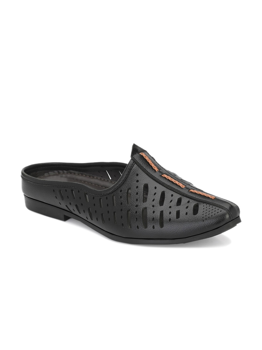 

Azzaro Black Men Textured Lightweight Laser Cut Mules