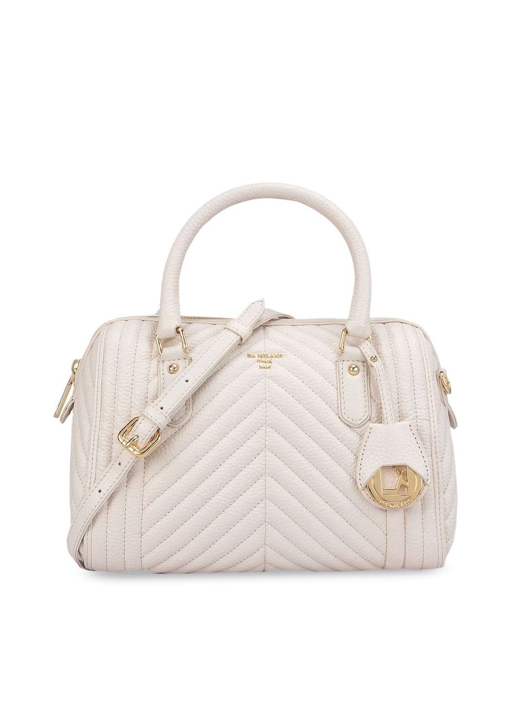 

Da Milano Leather Structured Handheld Bag, White