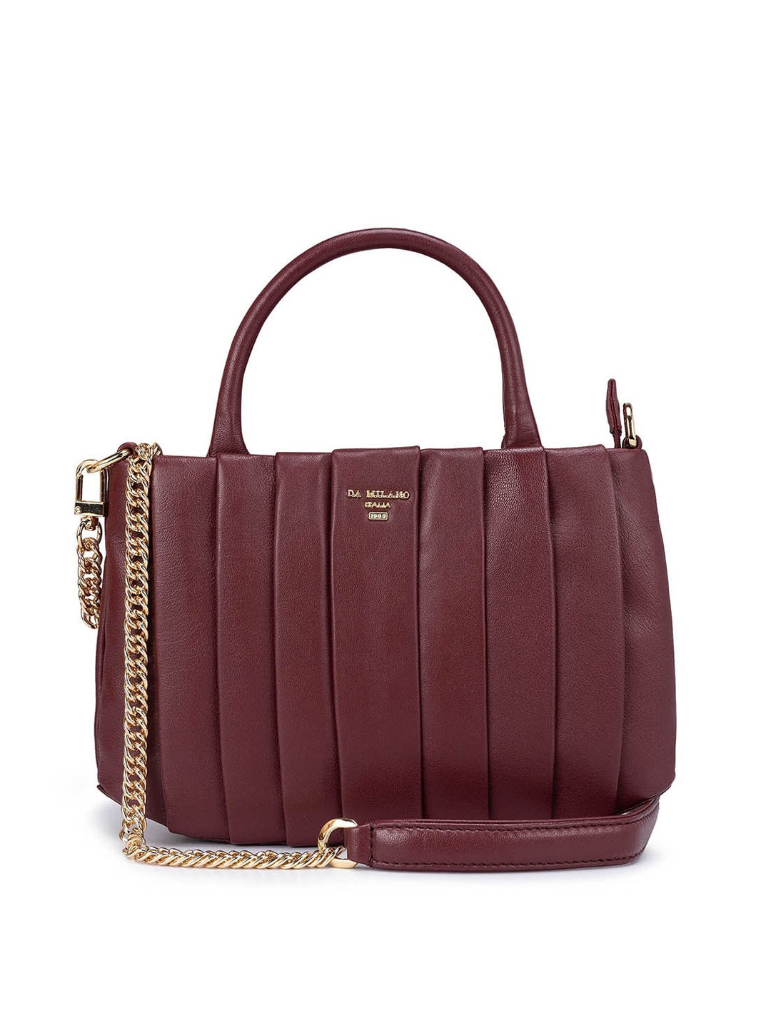 

Da Milano Leather Oversized Structured Handheld Bag with Quilted, Maroon