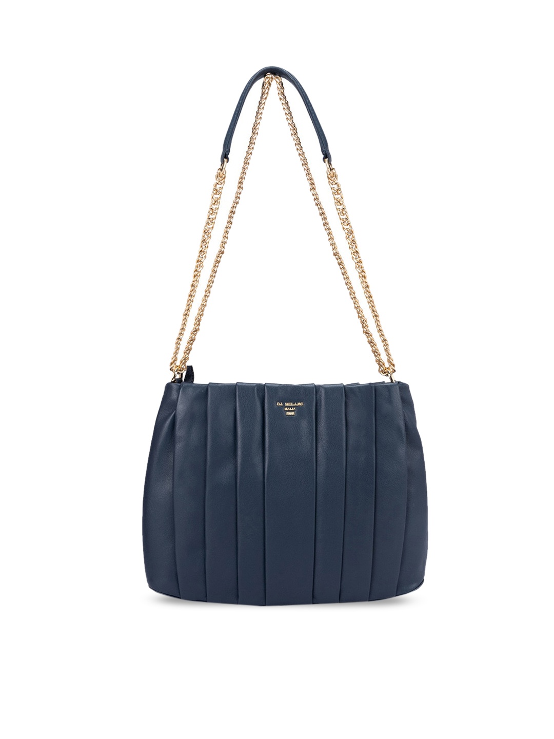 

Da Milano Red Textured Leather Structured Shoulder Bag with Quilted, Navy blue