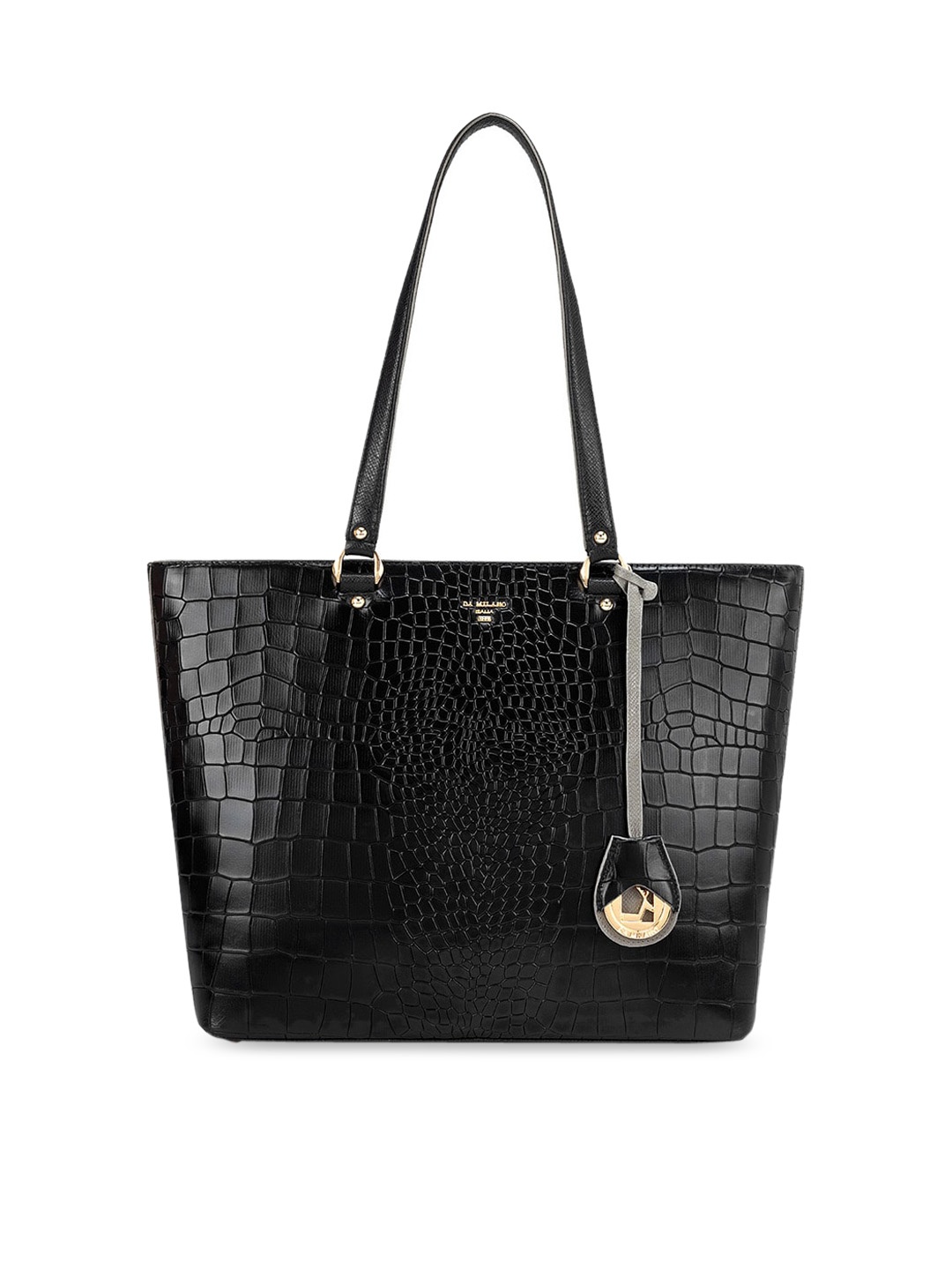 

Da Milano Textured Leather Structured Shoulder Bag, Black