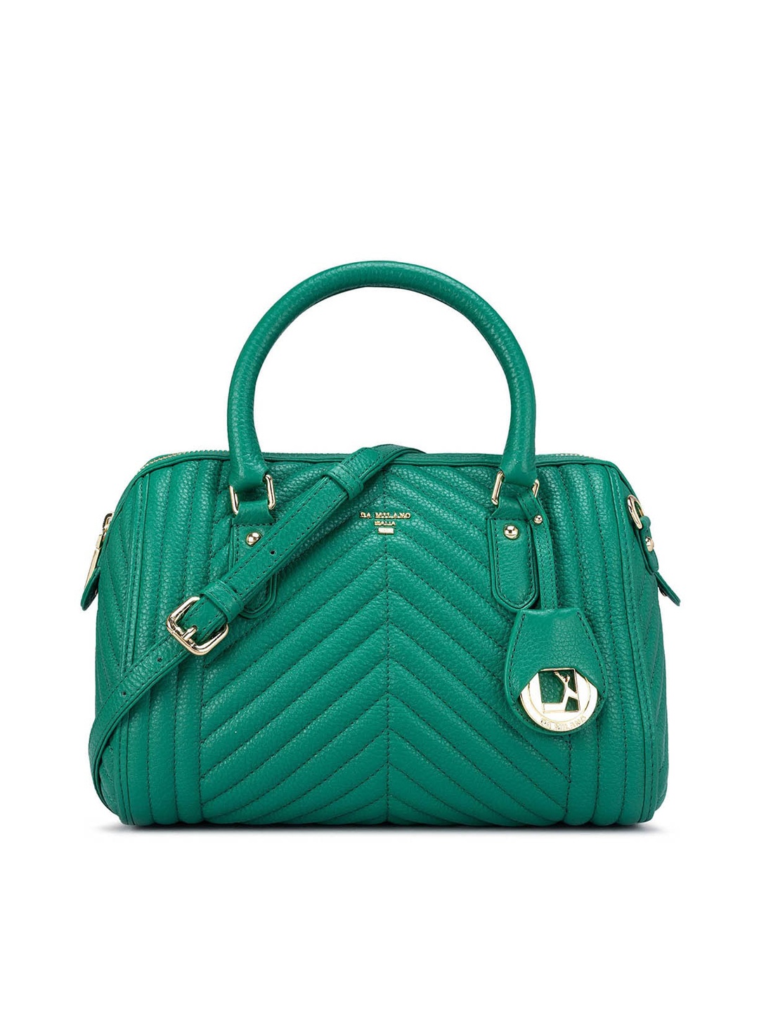

Da Milano Leather Swagger Handheld Bag with Quilted, Green