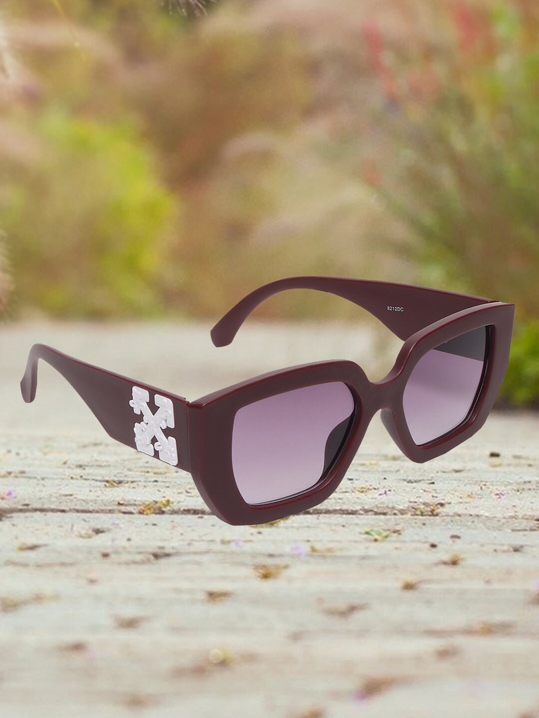

Swiss Design Unisex Rectangle Sunglasses With UV Protected Lens, Maroon