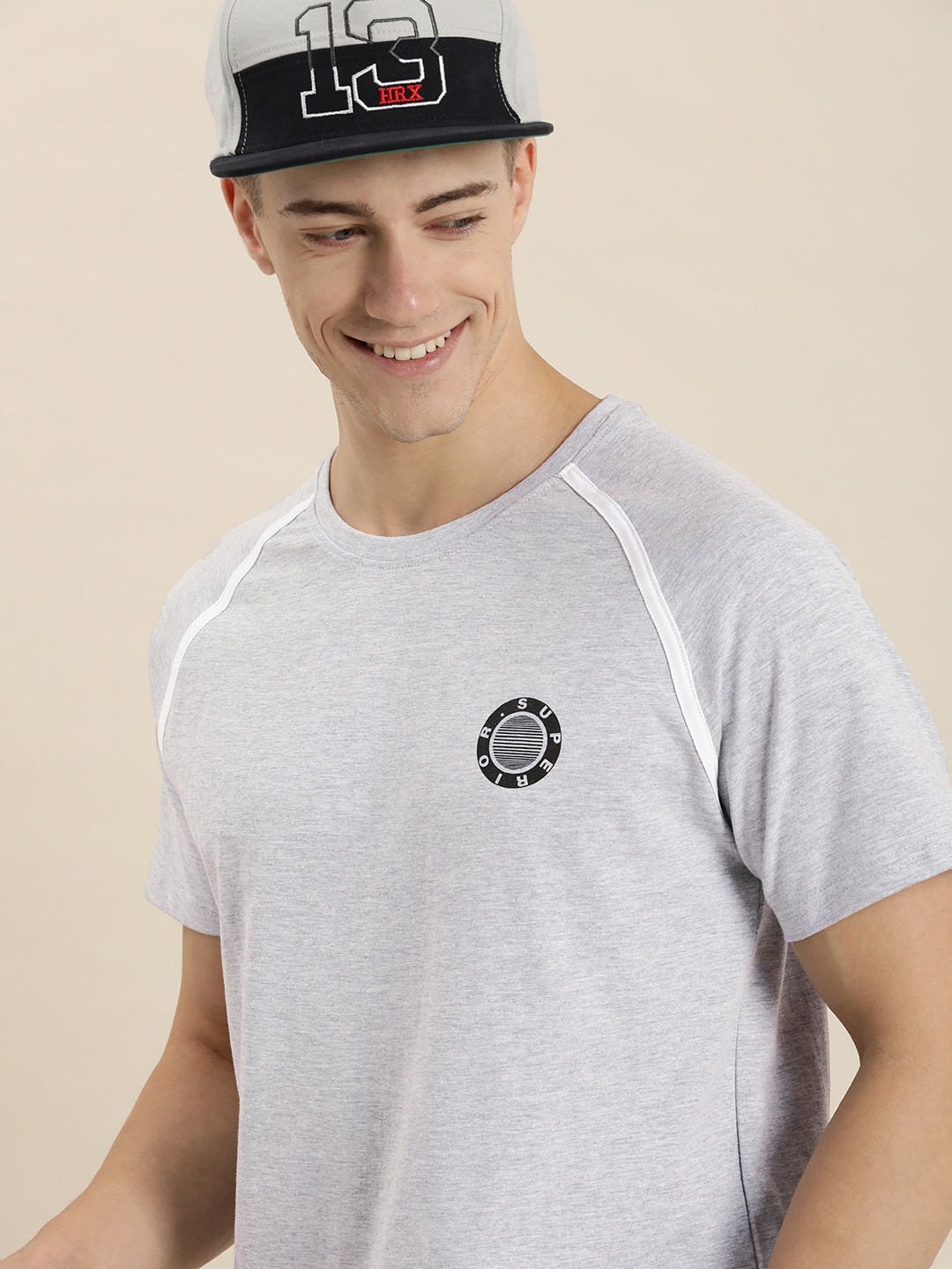 

HERE&NOW Solid Raglan Sleeves Casual T-shirt, Grey