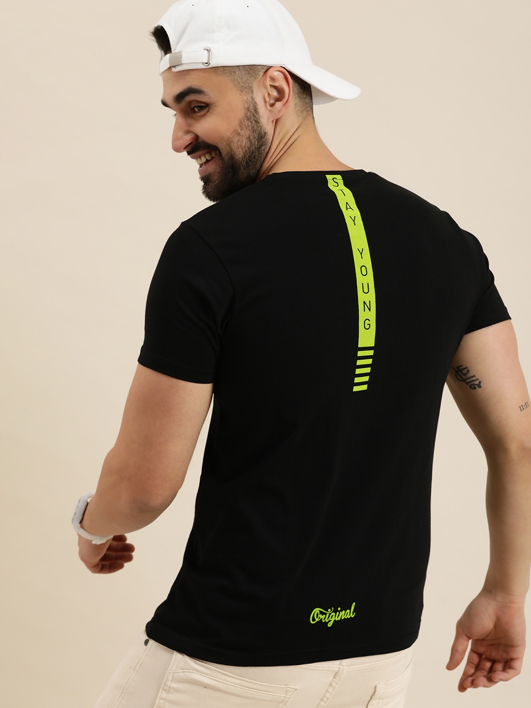

HERE&NOW Typography Printed Pure Cotton T-shirt, Black