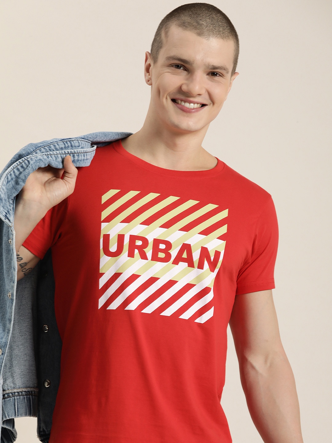 

HERE&NOW Graphic Printed Pure Cotton T-shirt, Red