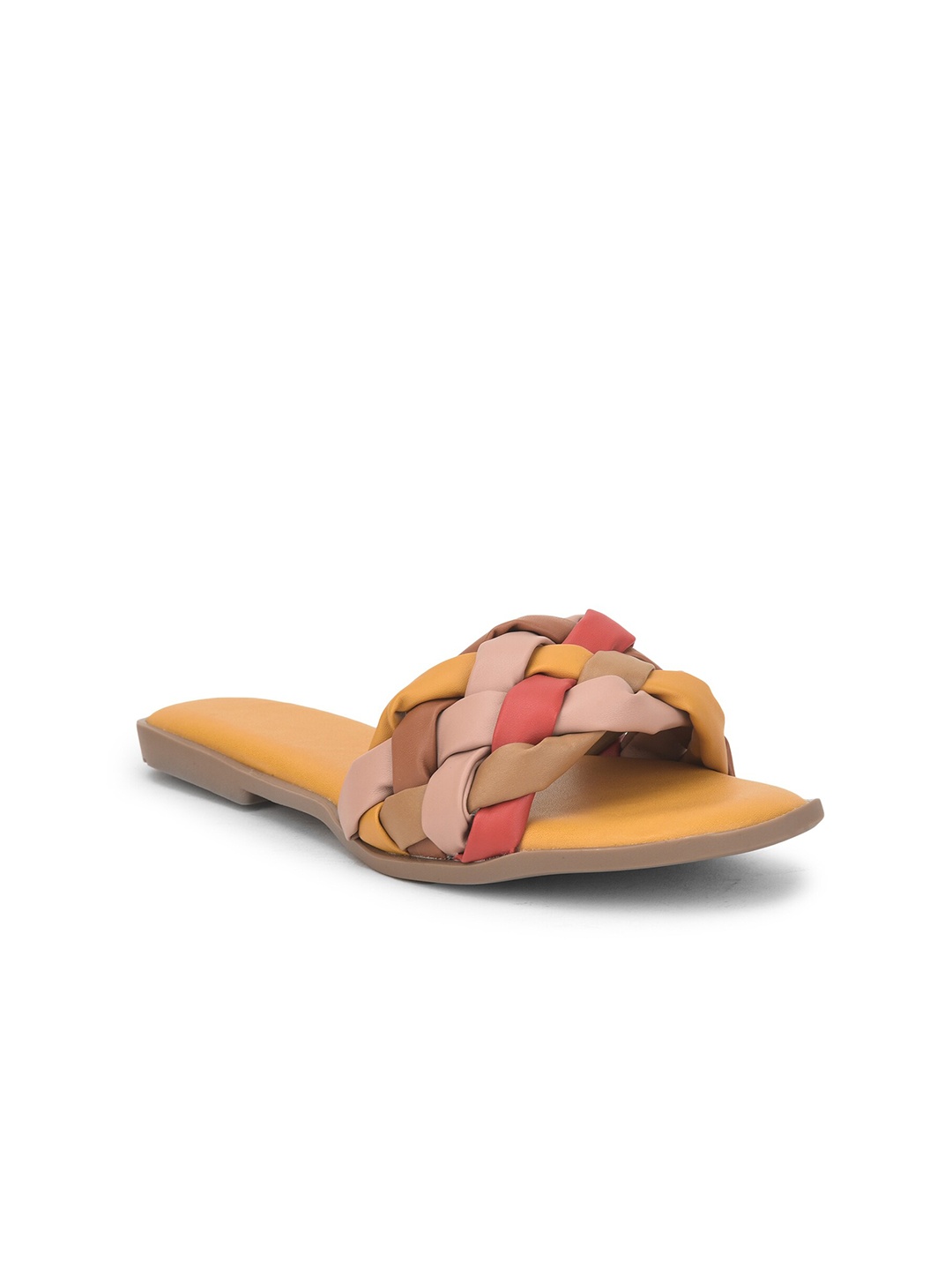 

MEHNAM Braided Open Toe Flats, Beige