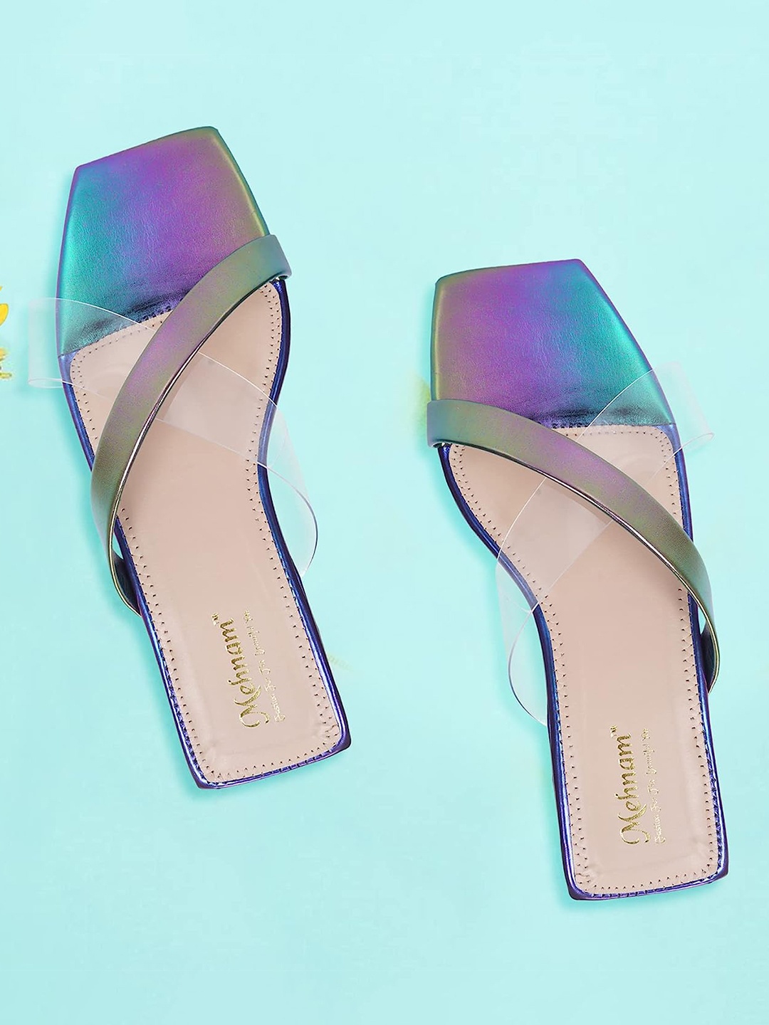 

MEHNAM Cross Strap Open Toe Flats, Violet